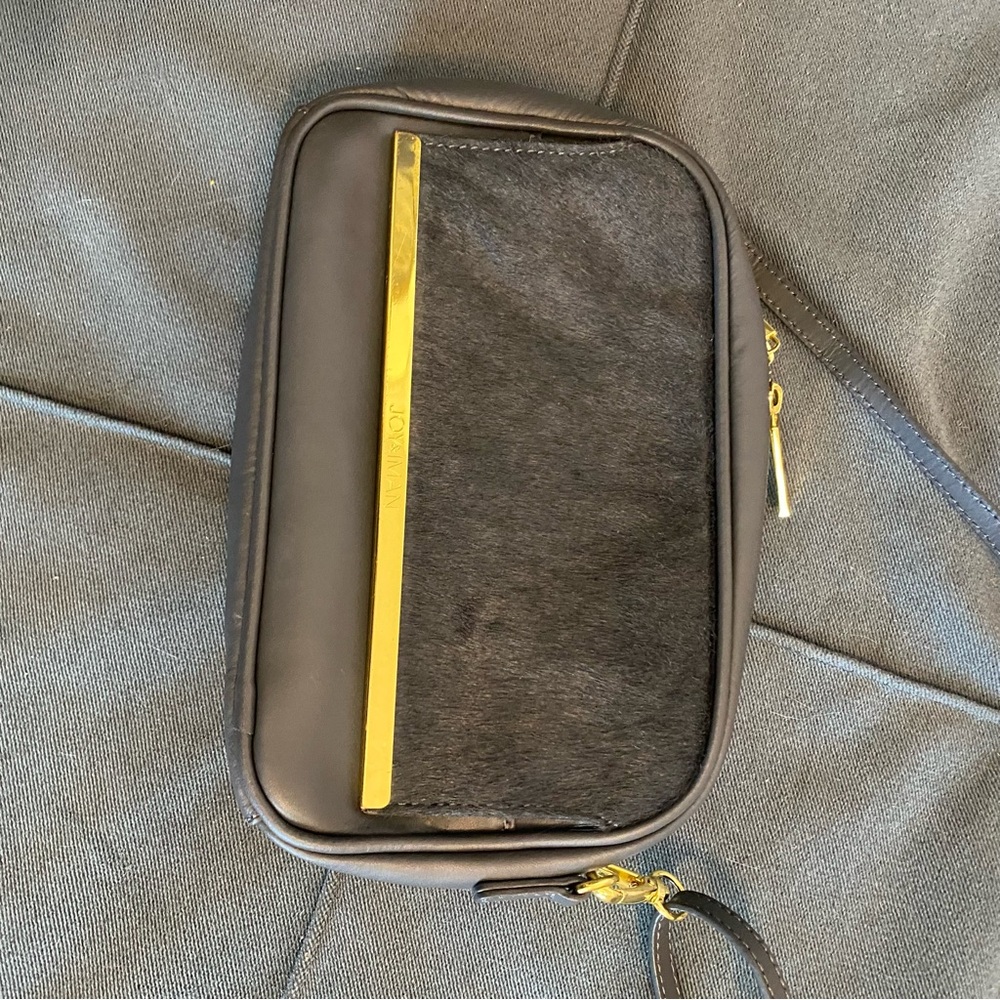Joy & Iman Gray and Gold Crossbody Bag with Modern Design